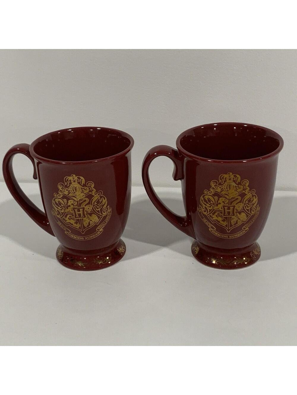 Harry Potter Hogwarts Crest Burgundy Ceramic Mug Set of 2